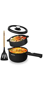 Electric Shabu Shabu Pot with Removable Pot, 5L Non-Stick Hot Pot Electric with Multi-Power Control, 3.7" Depth Electric P