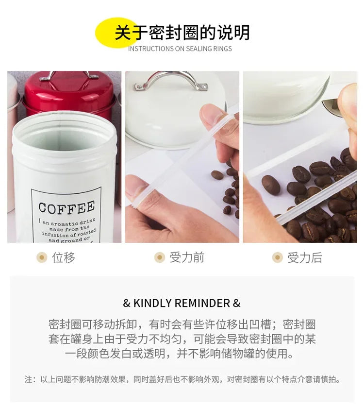 Kitchen Canisters Coffee Tea Sugar Flour Metal Tin Jars Nest Food Storage Container Farmhouse Decor Countertop Pantry Organizer