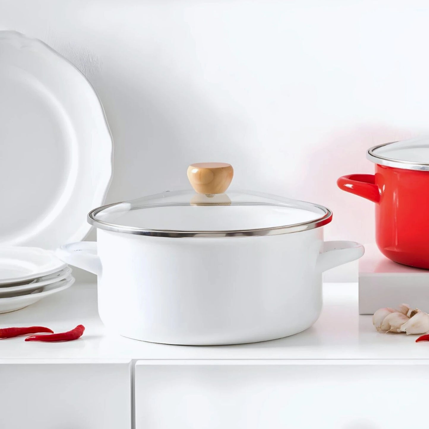 British simple enamel soup pot