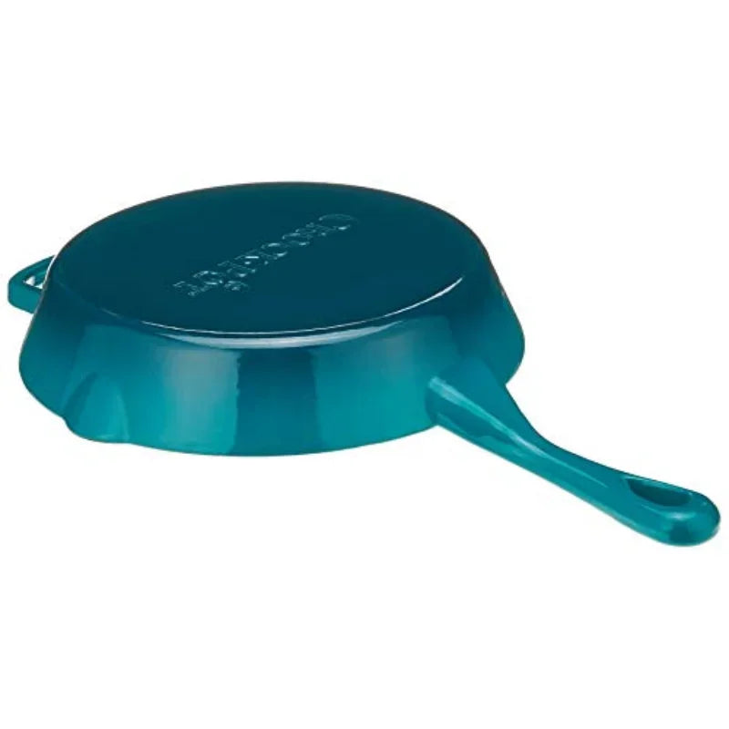 Artisan Enameled Non Stick Cast Iron Skillet, Teal Ombre cookware  pots and pans set