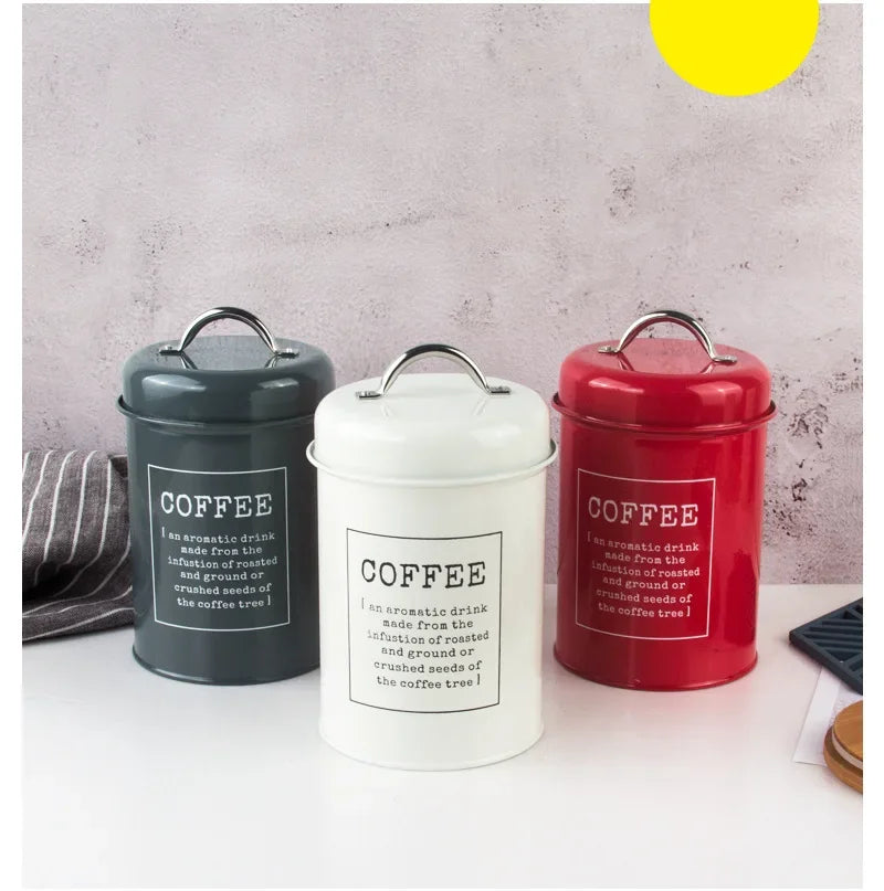 Kitchen Canisters Coffee Tea Sugar Flour Metal Tin Jars Nest Food Storage Container Farmhouse Decor Countertop Pantry Organizer