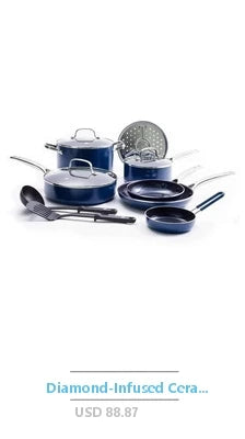 24-Piece Aluminum Cookware Set with Ceramic Measuring Cups and Spoons Cast Iron Skillet Wooden Tools Nylon Spatula Turquoise