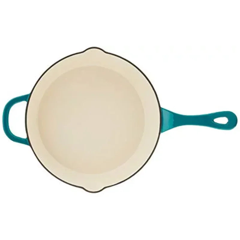 Artisan Enameled Non Stick Cast Iron Skillet, Teal Ombre cookware  pots and pans set