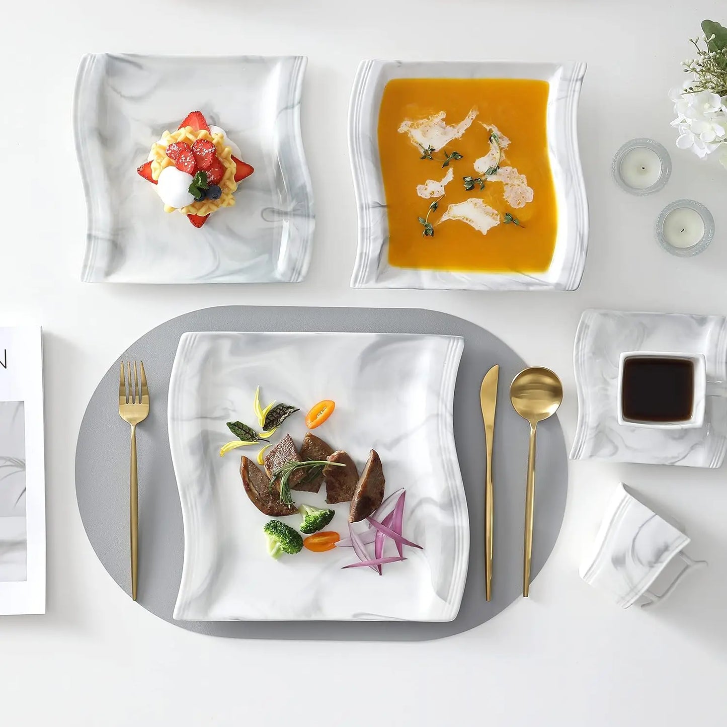 Porcelain 56 pc dinnerware set