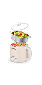 Electric Shabu Shabu Pot with Removable Pot, 5L Non-Stick Hot Pot Electric with Multi-Power Control, 3.7" Depth Electric P