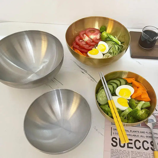 Stainless steel fruit and vegetable salad bowl with rice bowl