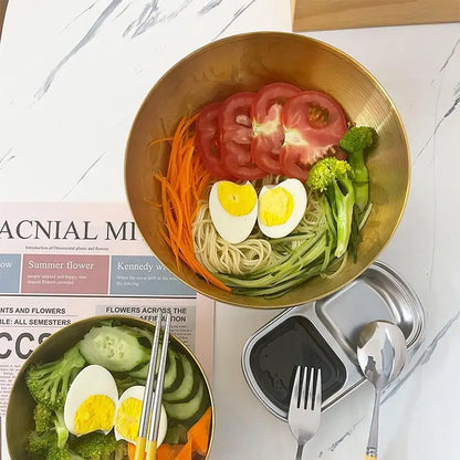 Stainless steel fruit and vegetable salad bowl with rice bowl