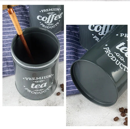 Kitchen Canisters Coffee Tea Sugar Flour Metal Tin Jars Nest Food Storage Container Farmhouse Decor Countertop Pantry Organizer