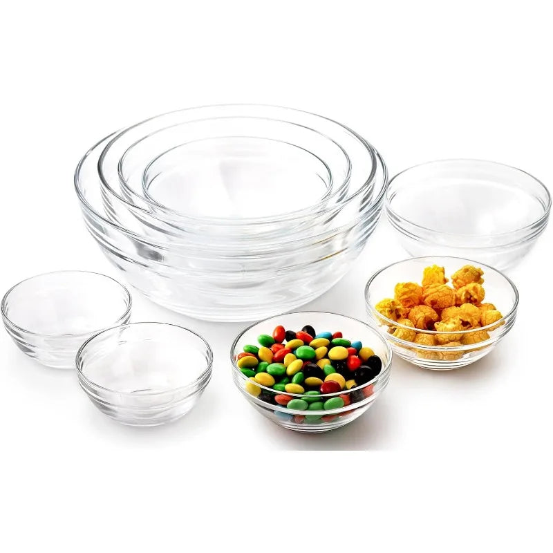 Set of 9 glass mixing bowls