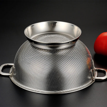 1Pc All Purpose Stainless Steel Fine Mesh Strainer Net Baskets With Handles Resting Base Colander Set Kitchen Supplies