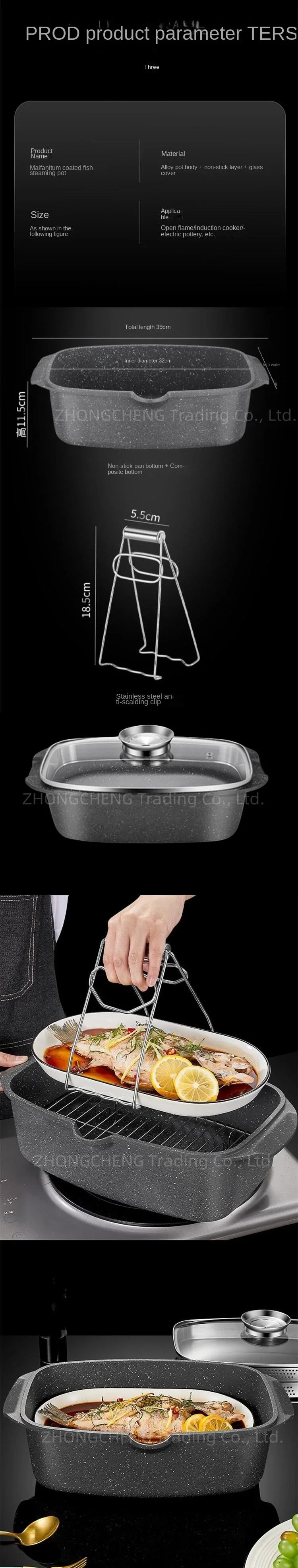 Baked Shabu One-pot Elliptical Steamer Large Cooking Stew Gas Stove Electric Oven Grilled Fish Pot
