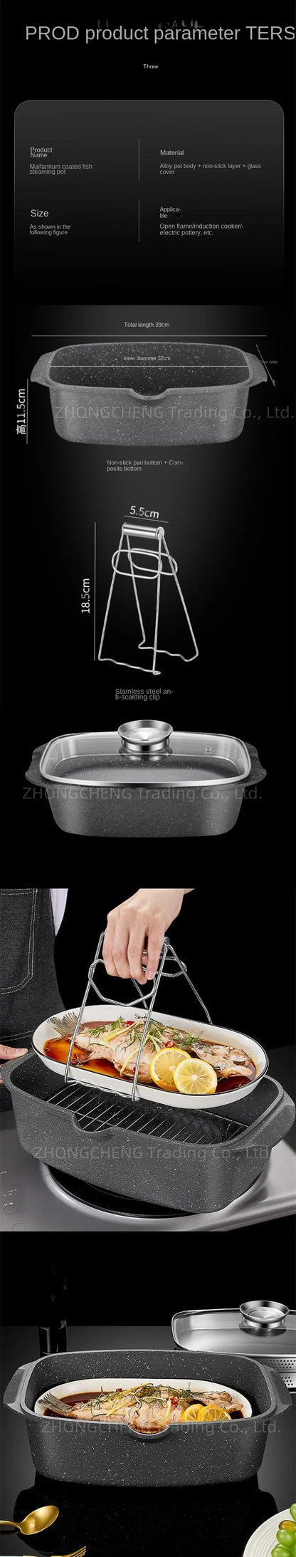 Baked Shabu One-pot Elliptical Steamer Large Cooking Stew Gas Stove Electric Oven Grilled Fish Pot