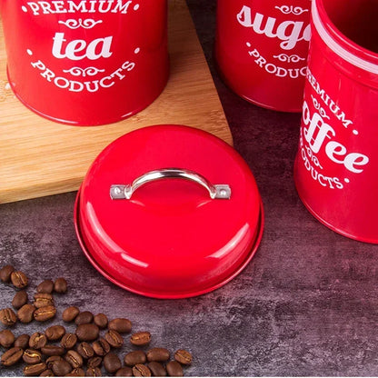 Kitchen Canisters Coffee Tea Sugar Flour Metal Tin Jars Nest Food Storage Container Farmhouse Decor Countertop Pantry Organizer