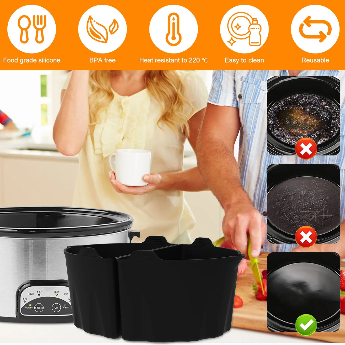 Silicone Slow Cooker Liner-2pcs